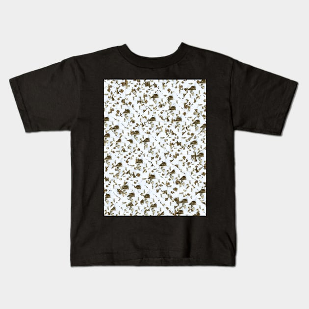 Gold Minimal Abstract Collage Mosaic made of Gold Leaves and Tea Bags. Kids T-Shirt by MinimalArchives